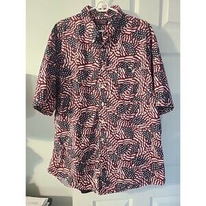 Roundtree & Yorke button-down shirt  all-over American flag print Sz XXL